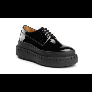 Acne Studio black sheer leather platform shoes